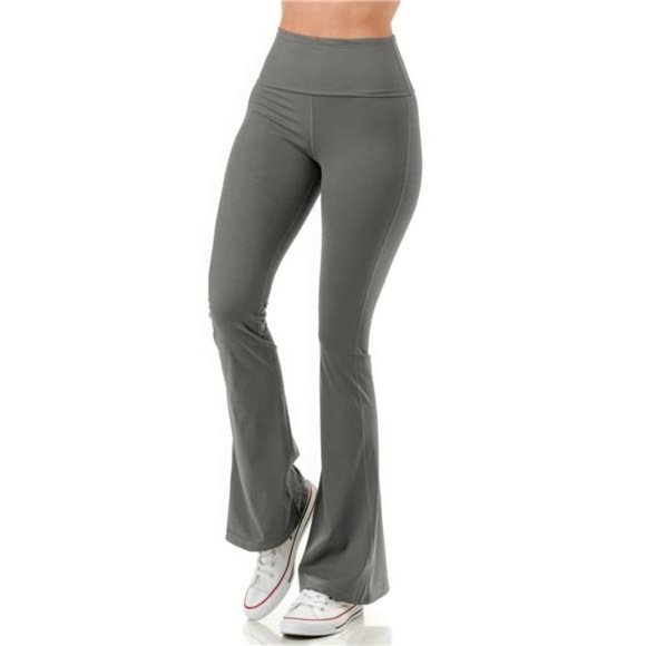 Folded high waist smooth flare yoga pants - Picture 2 of 8
